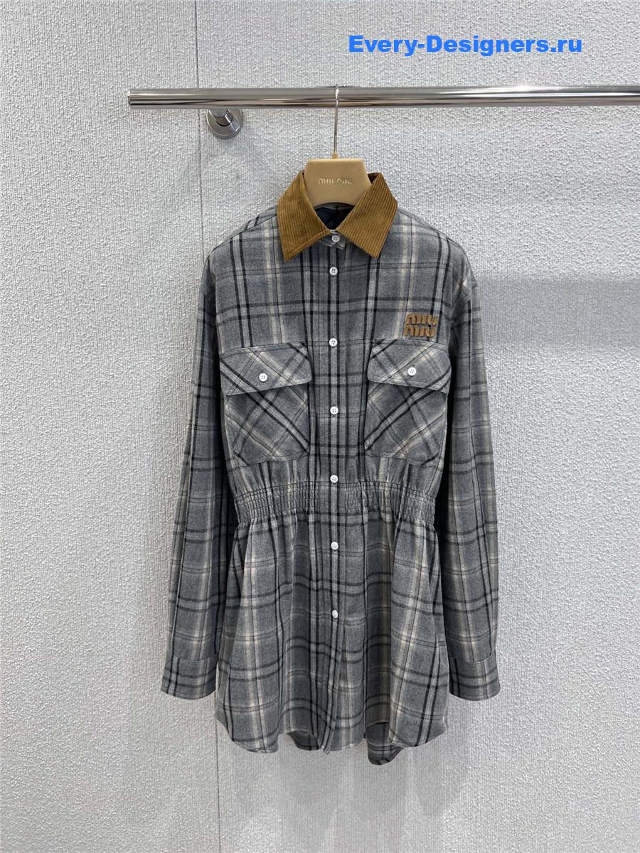 Miu Miu Slate Gray Flannel Mini-dress