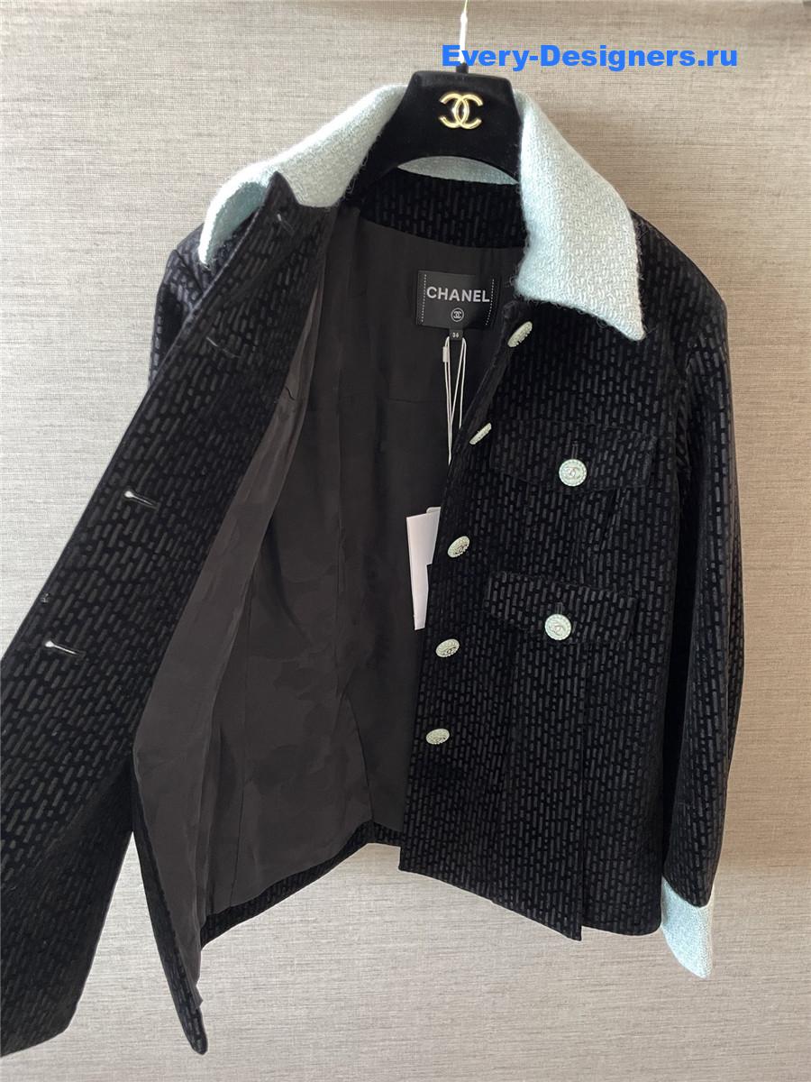 Ch**el blue black velvet jacket