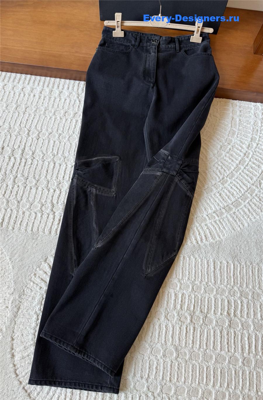 Ch**el black washed distressed jeans