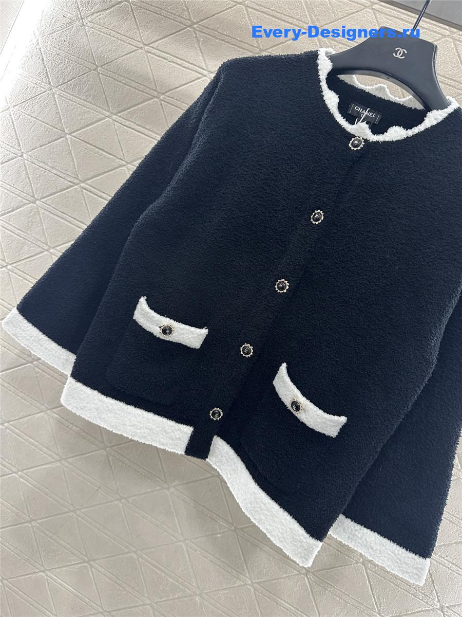 Ch**el black cardigan wide-leg pant set