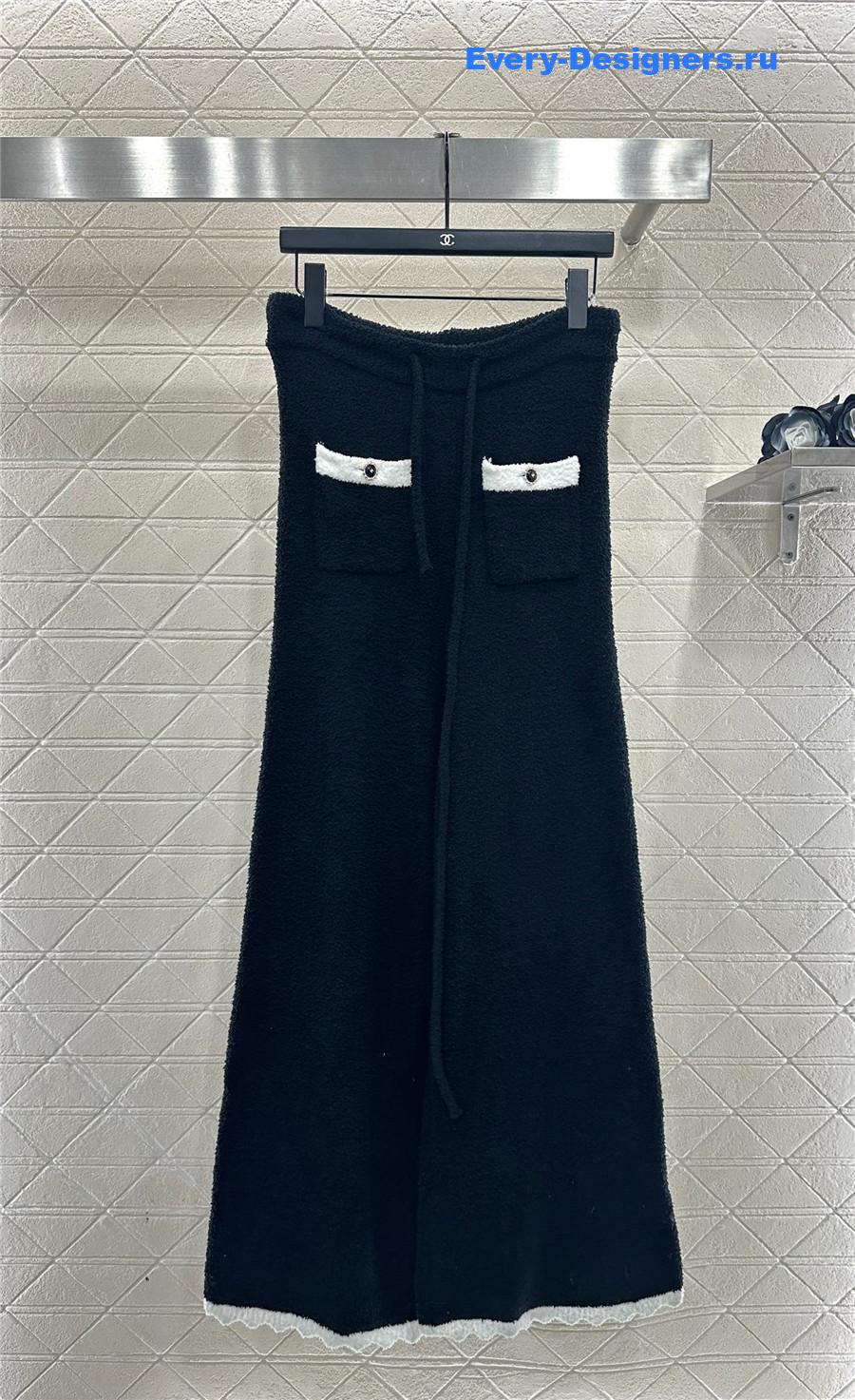 Ch**el black cardigan wide-leg pant set