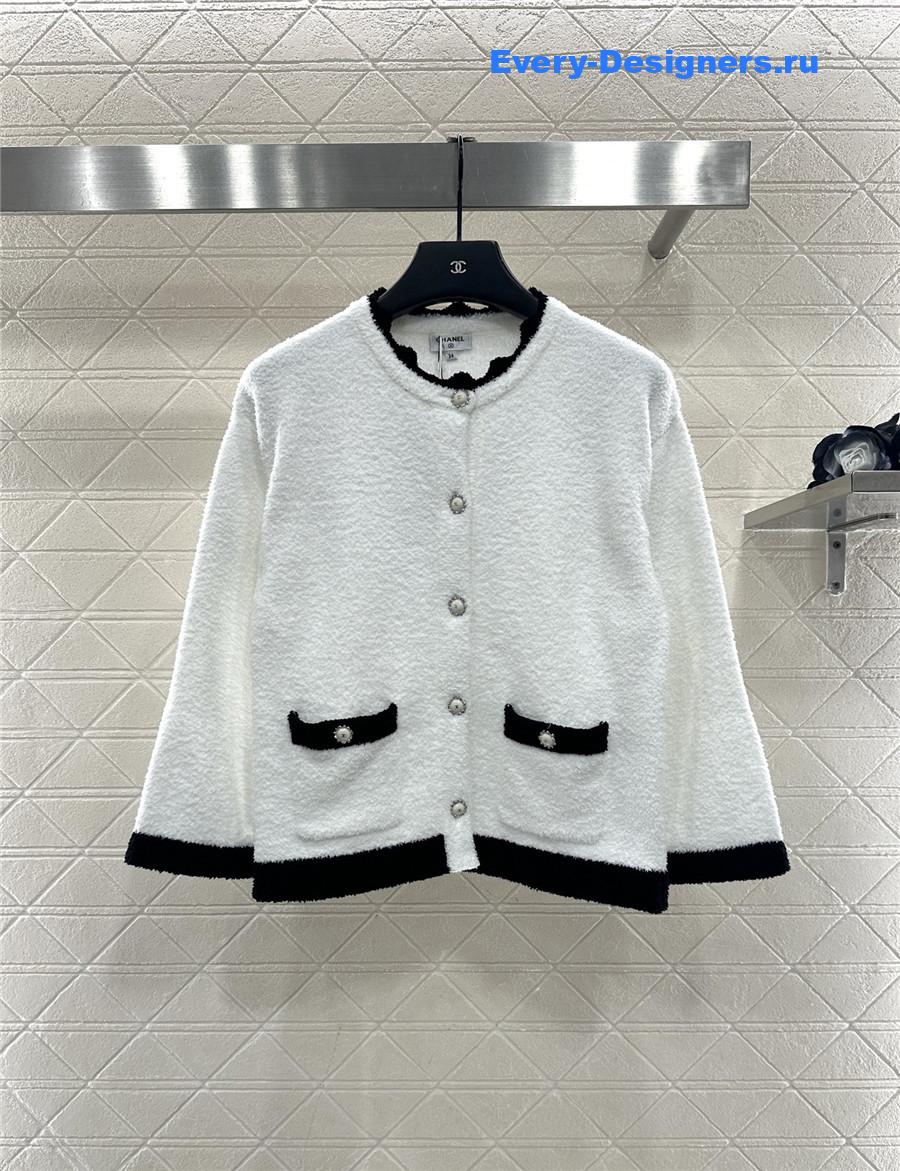 Ch**el white cardigan wide-leg pant set