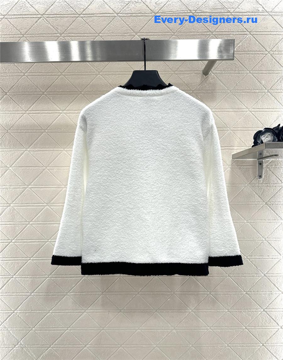 Ch**el white cardigan wide-leg pant set