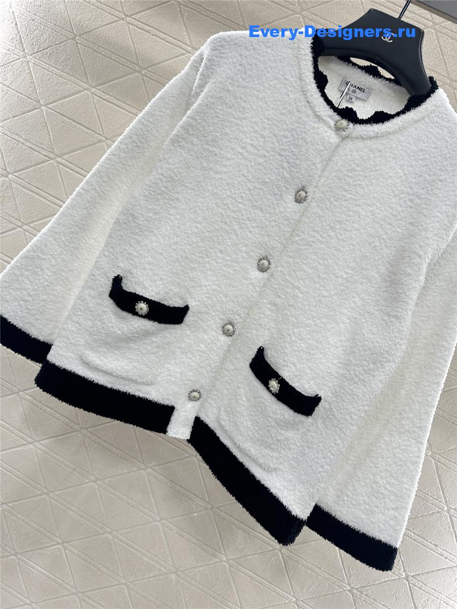 Ch**el white cardigan wide-leg pant set