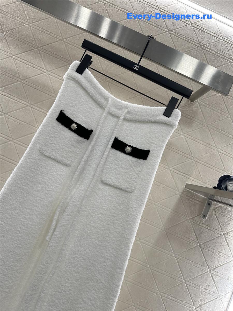 Ch**el white cardigan wide-leg pant set