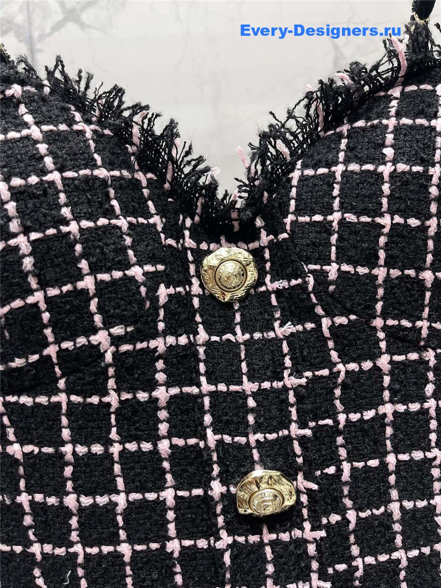 Balmain Fringed Tweed Bustier Minidress