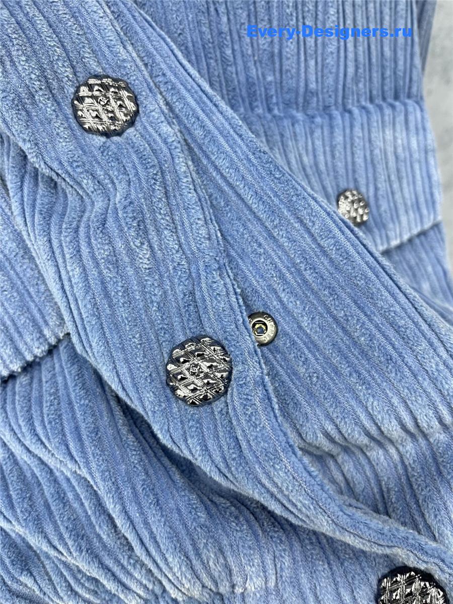 Ch**el blue cotton velvet and strass jacket