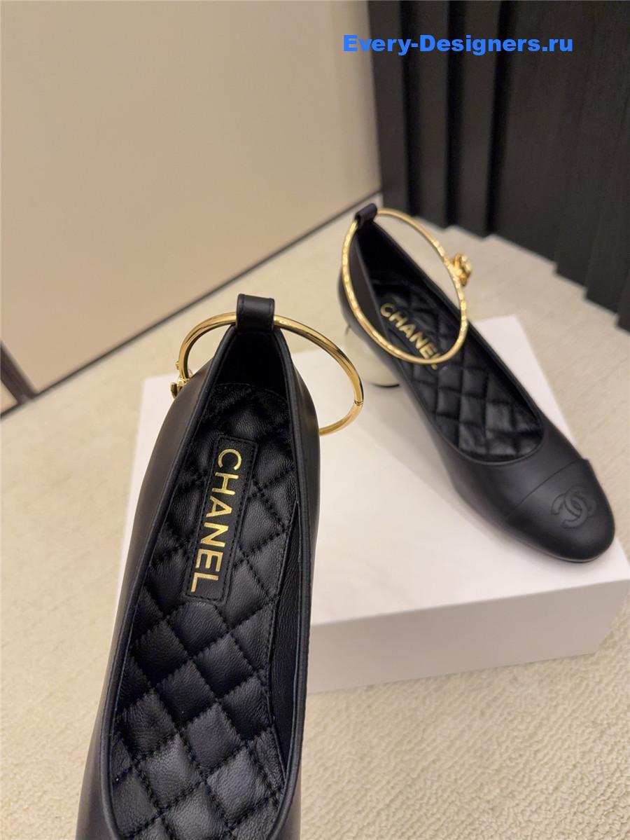 Ch**el black imitation pearls mary janes