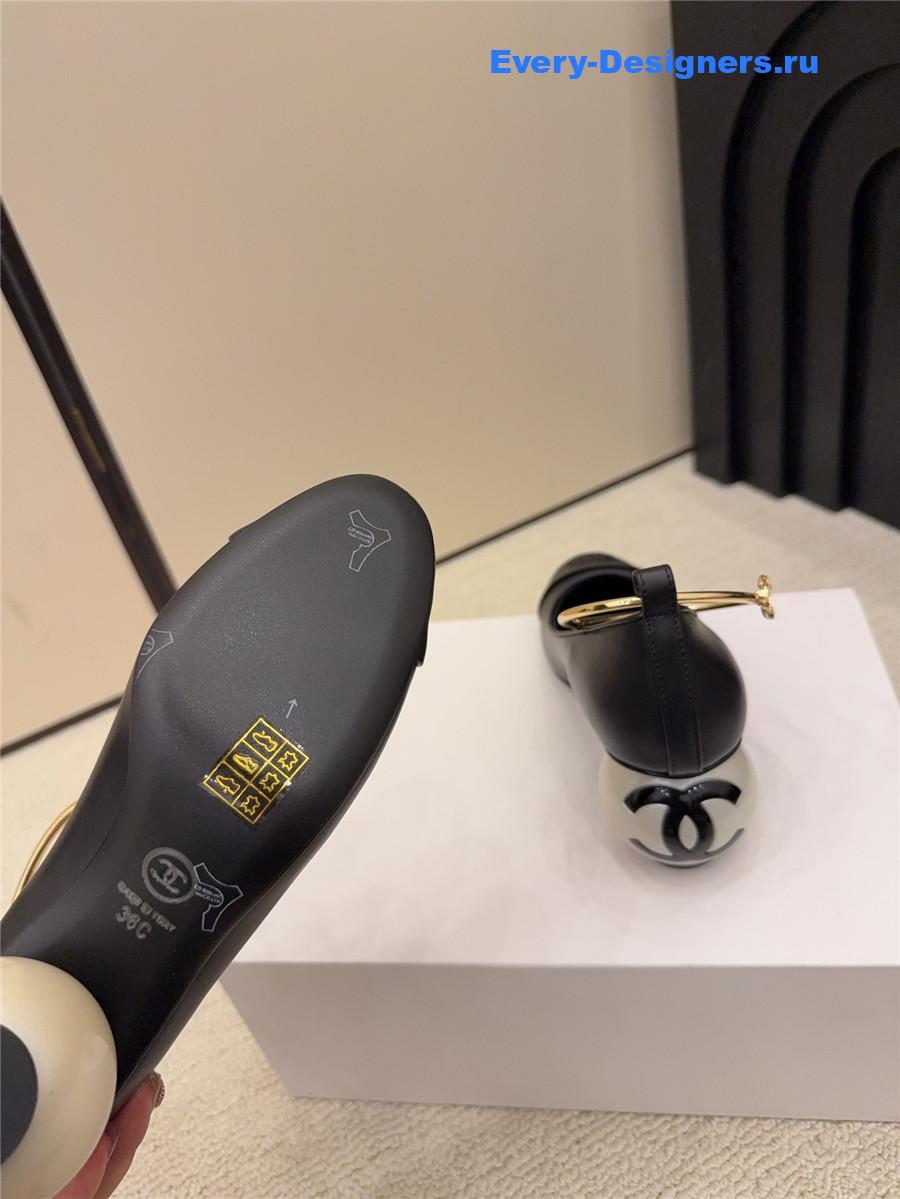 Ch**el black imitation pearls mary janes