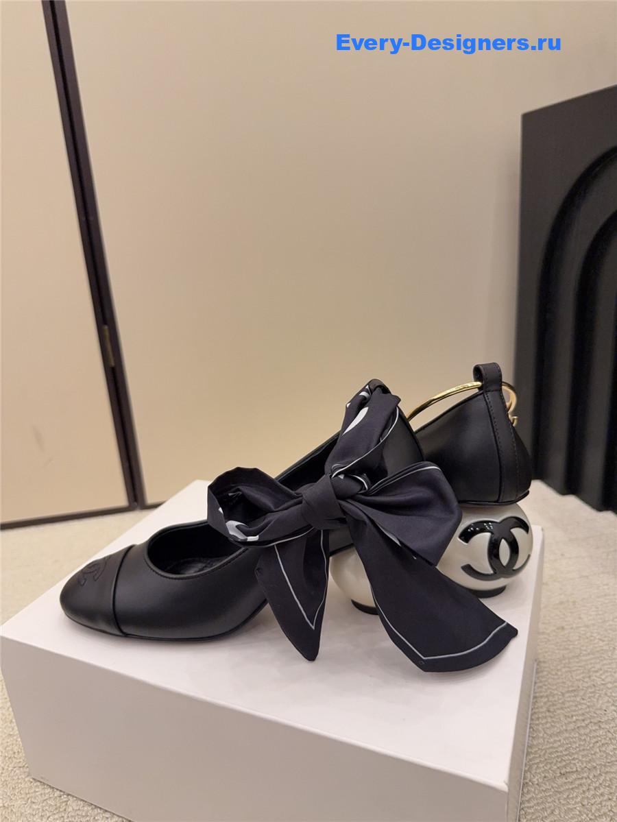 Ch**el black imitation pearls mary janes