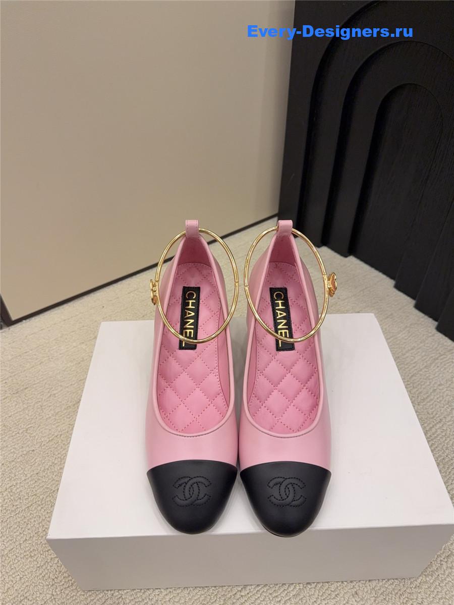 Ch**el pink imitation pearls mary janes