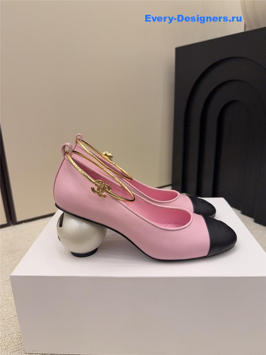 Ch**el pink imitation pearls mary janes