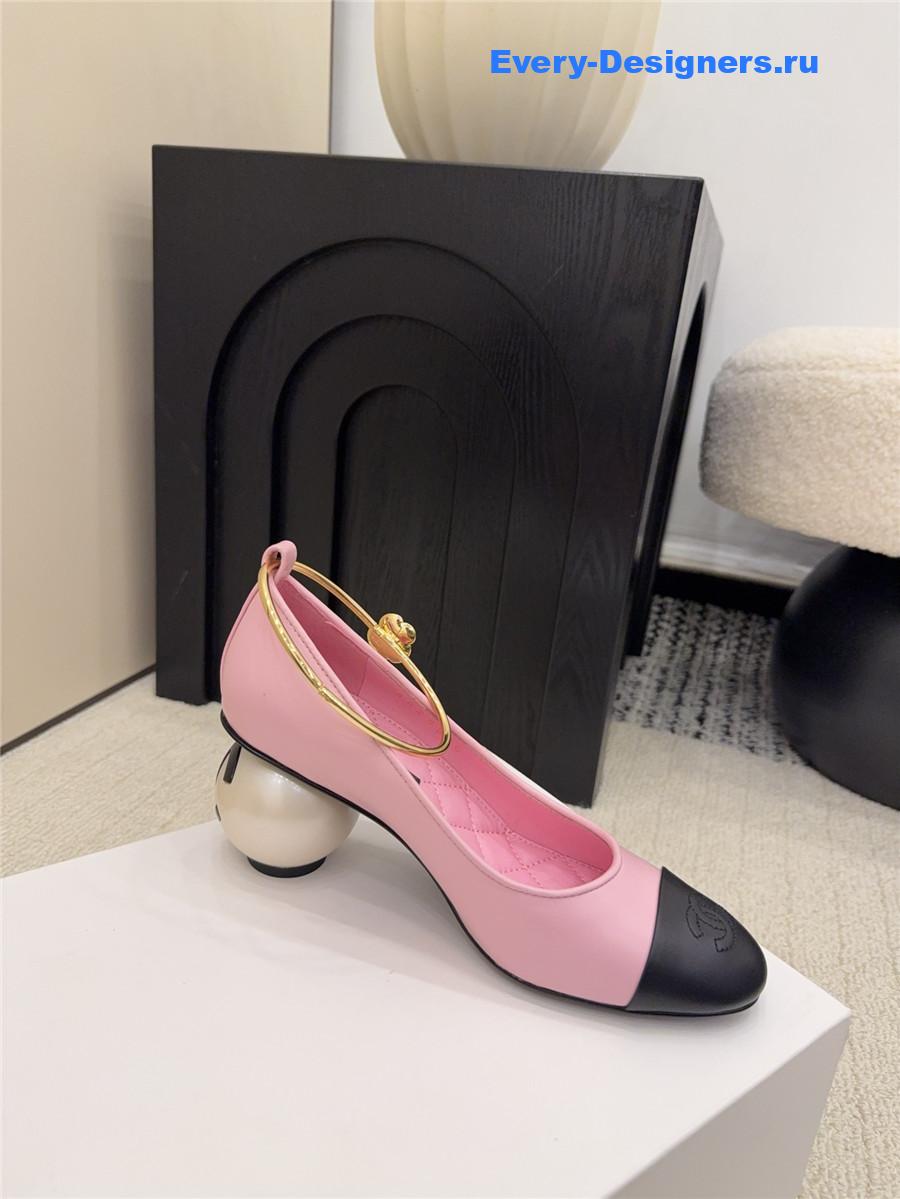 Ch**el pink imitation pearls mary janes