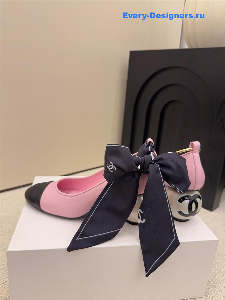 Ch**el pink imitation pearls mary janes