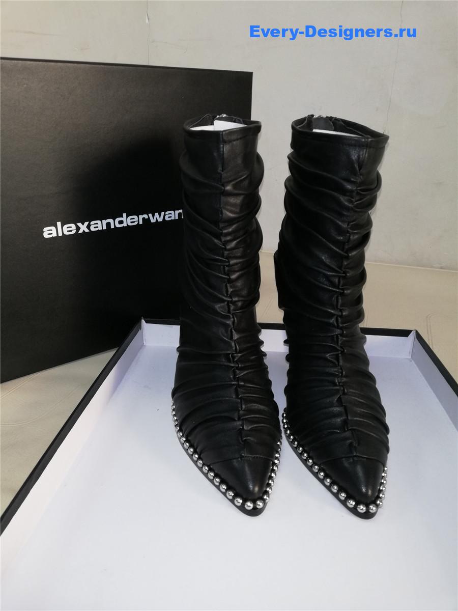 A1exa*der wang eri studded ruched leather stiletto boot