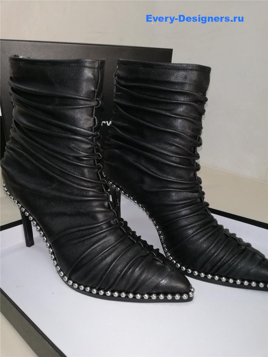 A1exa*der wang eri studded ruched leather stiletto boot