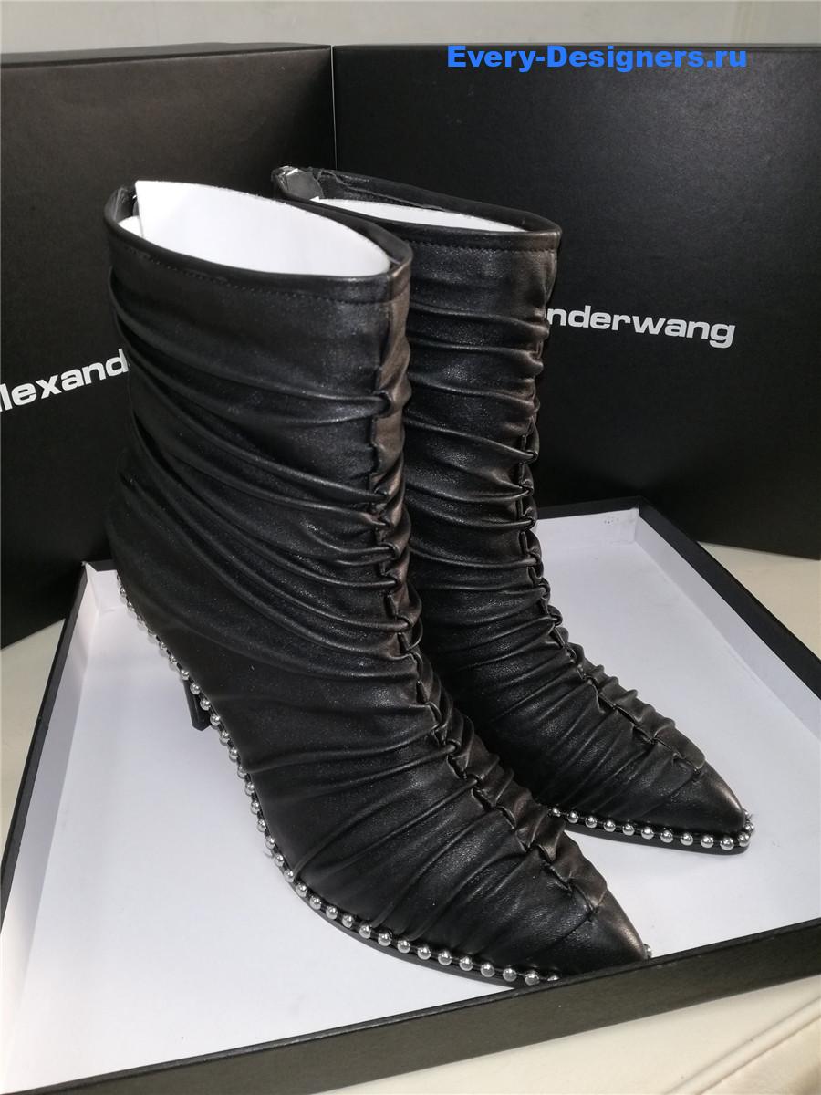 A1exa*der wang eri studded ruched leather stiletto boot