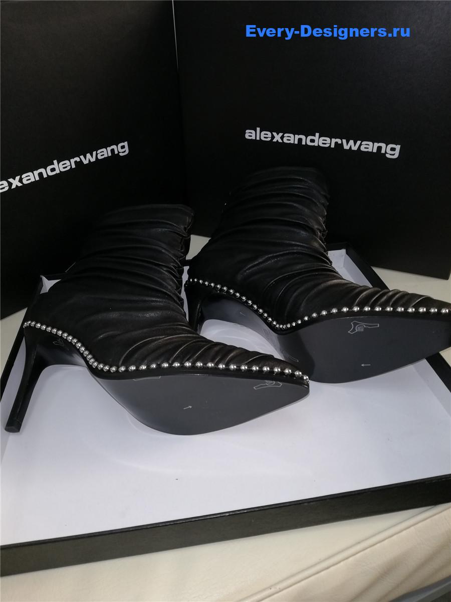 A1exa*der wang eri studded ruched leather stiletto boot