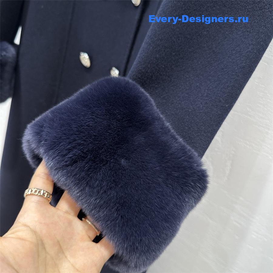 D10r women double-breasted faux collar wool jacket