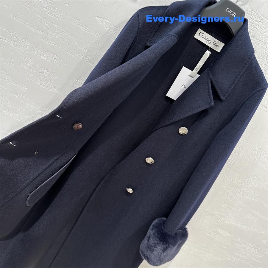 D10r women double-breasted faux collar wool jacket